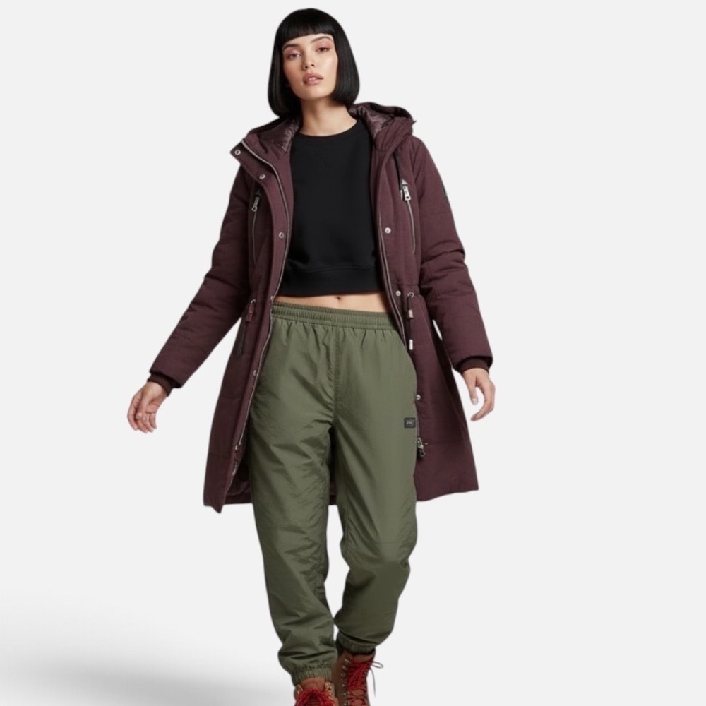 Lucky Brand‎ Parka Jacket Quilted Hooded Burgundy Gorpcore Utility Cabincore L